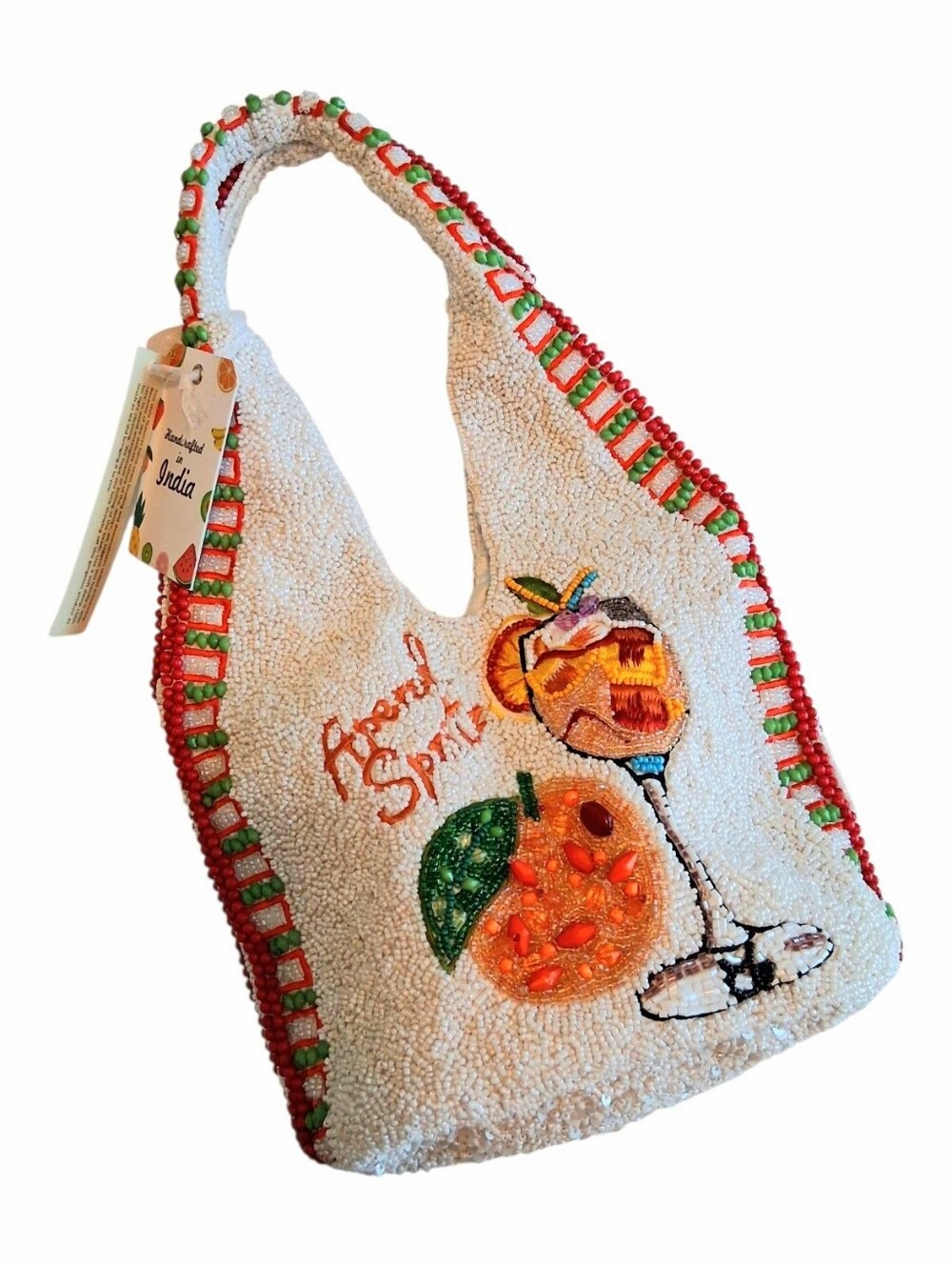 NEW w/Tags Viral Tiktok Beaded Aperol Spritz Mini Bag Purse Handcrafted In India